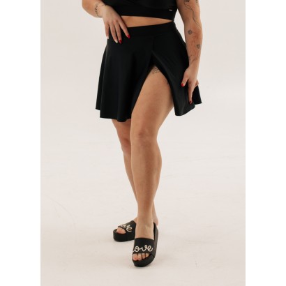 9015 Купальна спідниця-шорти чорна з розрізом | Пляжна спідниця-шорти для купальника Чорний ODS